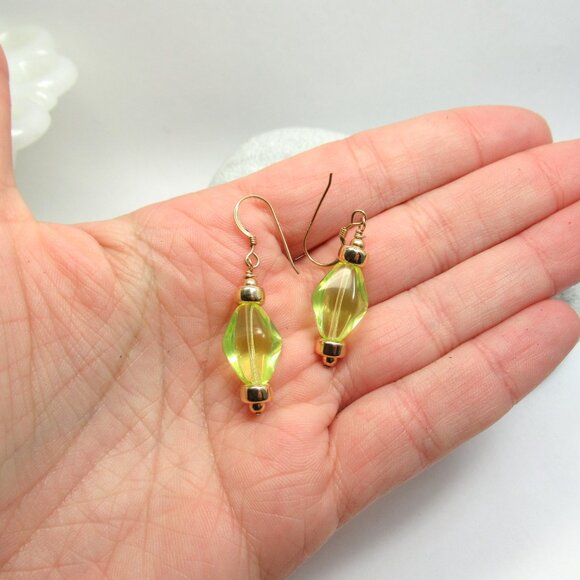 Uranium glass bead earrings on 14k gold filled - Picture 6 of 10